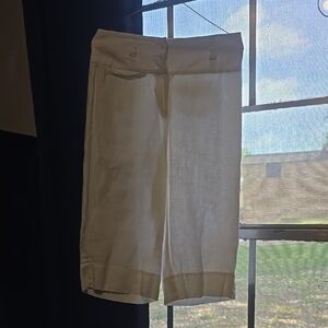 White Linen Capri Pants